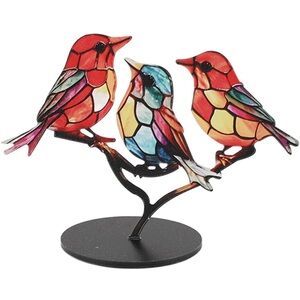 Faux Colorful Stained Glass Bird